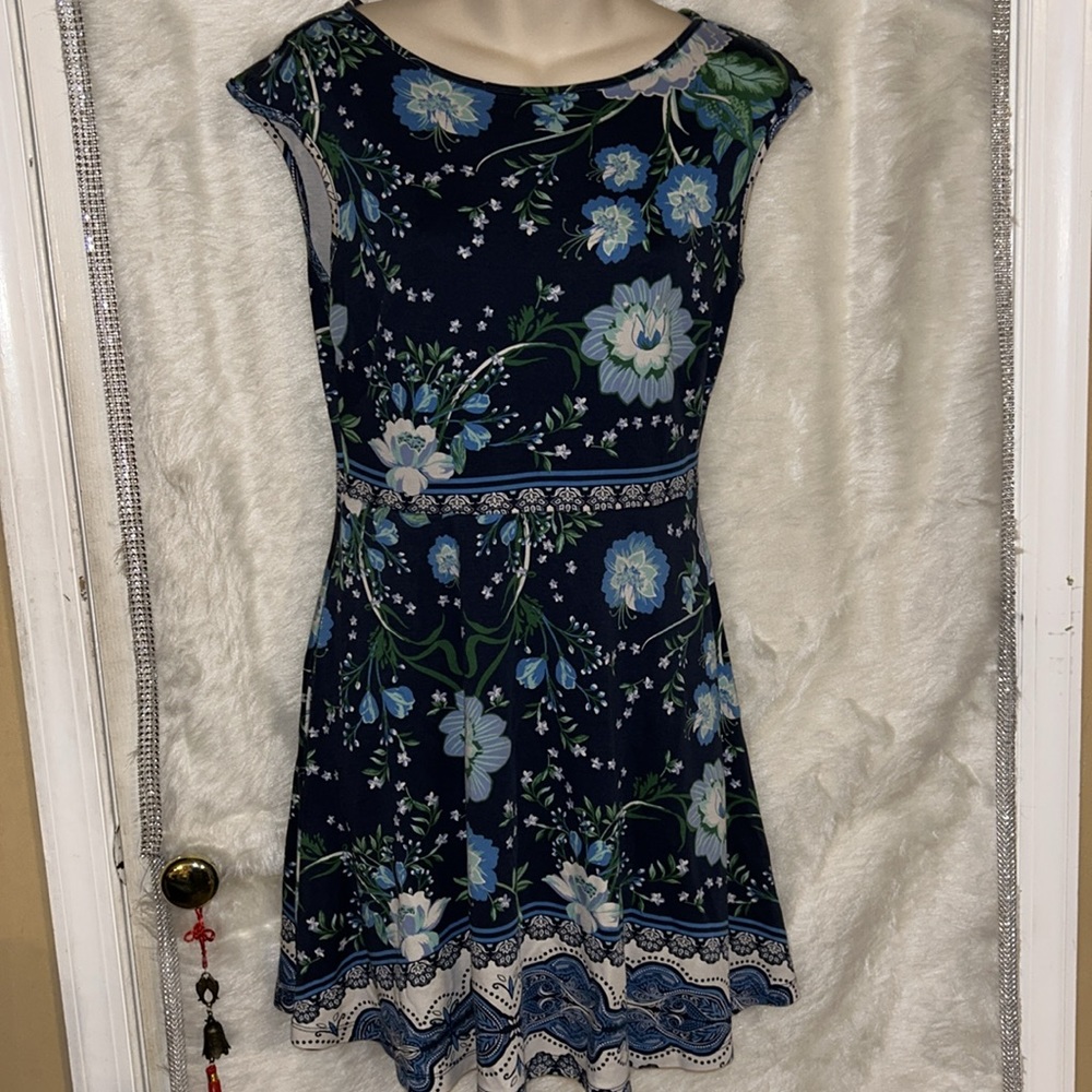 New York & Company Floral Knit Flair Dress